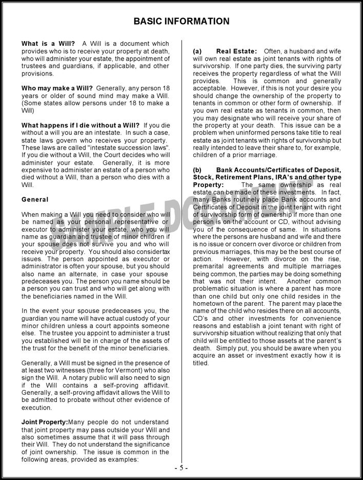 Maine Last Will and Testament Form Page 5
