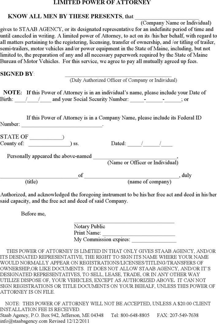 Maine Vehicles Power of Attorney Form 1 Page 6