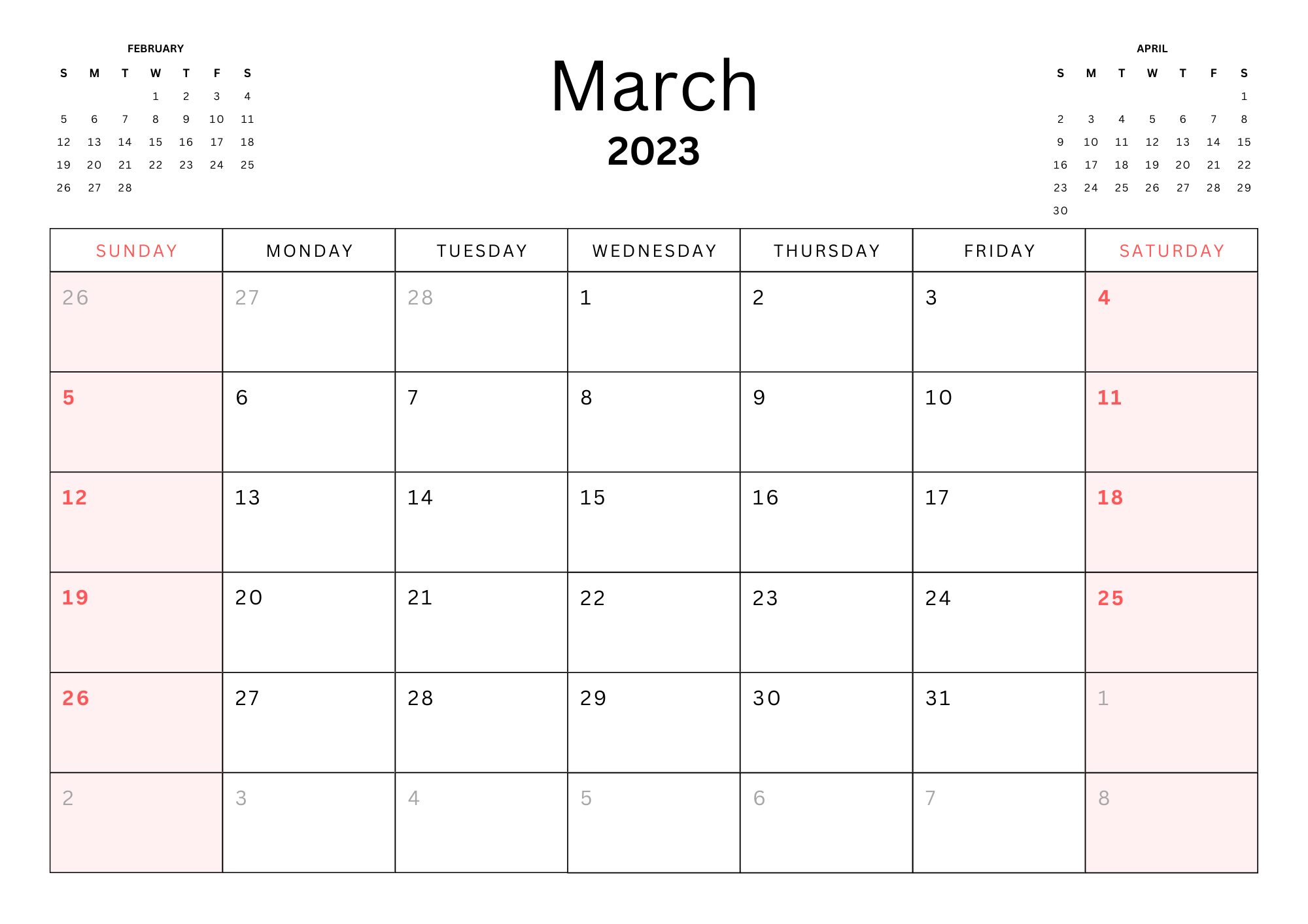 March 2023 Calendar 3