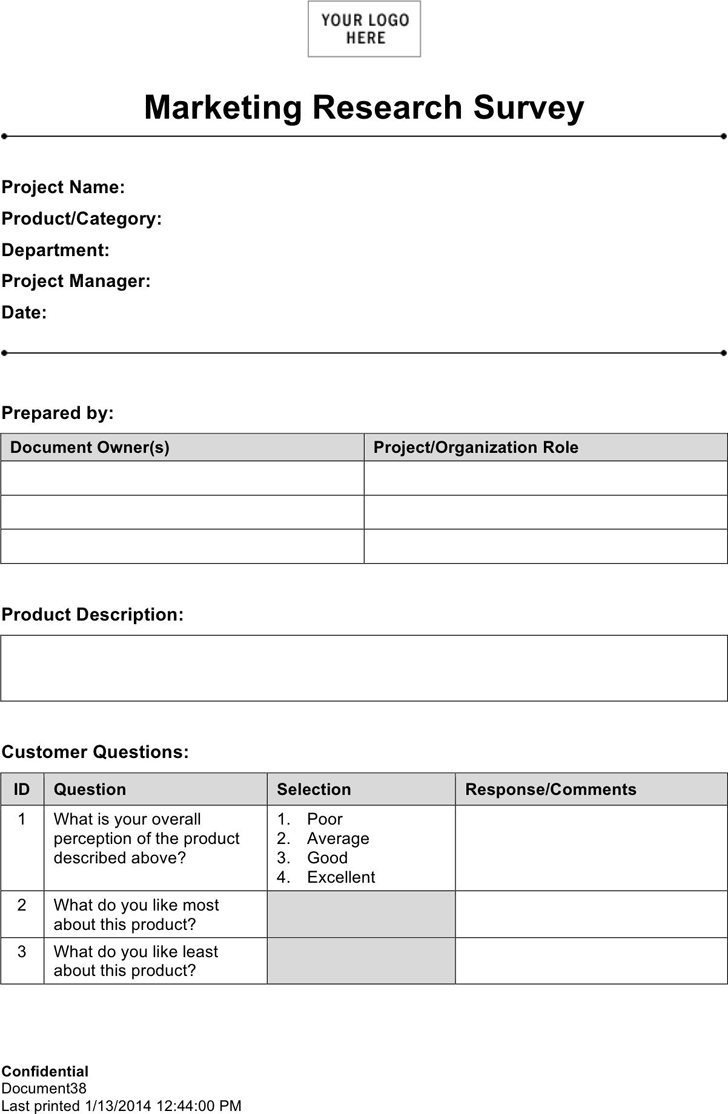 Marketing Research Template Template Free Download Speedy Template