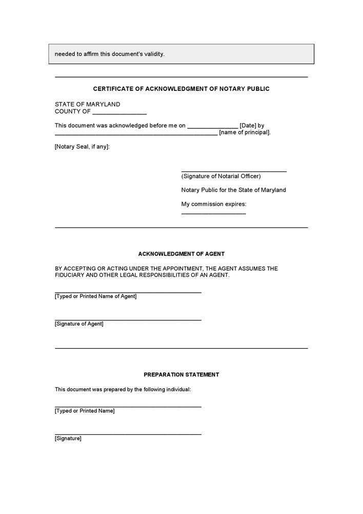 Maryland General Durable Power of Attorney Form Page 5