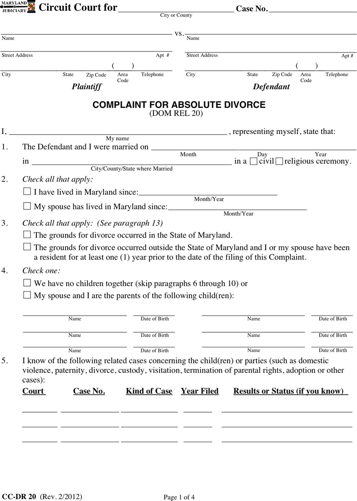 Free Maryland Separation Agreement Template PDF 196KB 4 Page(s)