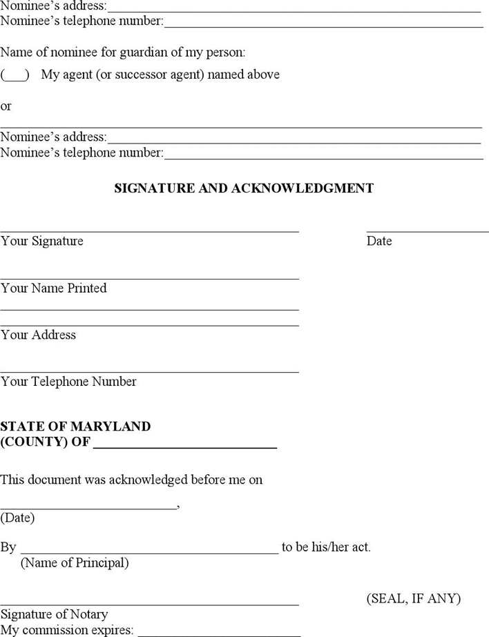Maryland Statutory Personal Financial Power of Attorney Form Page 6