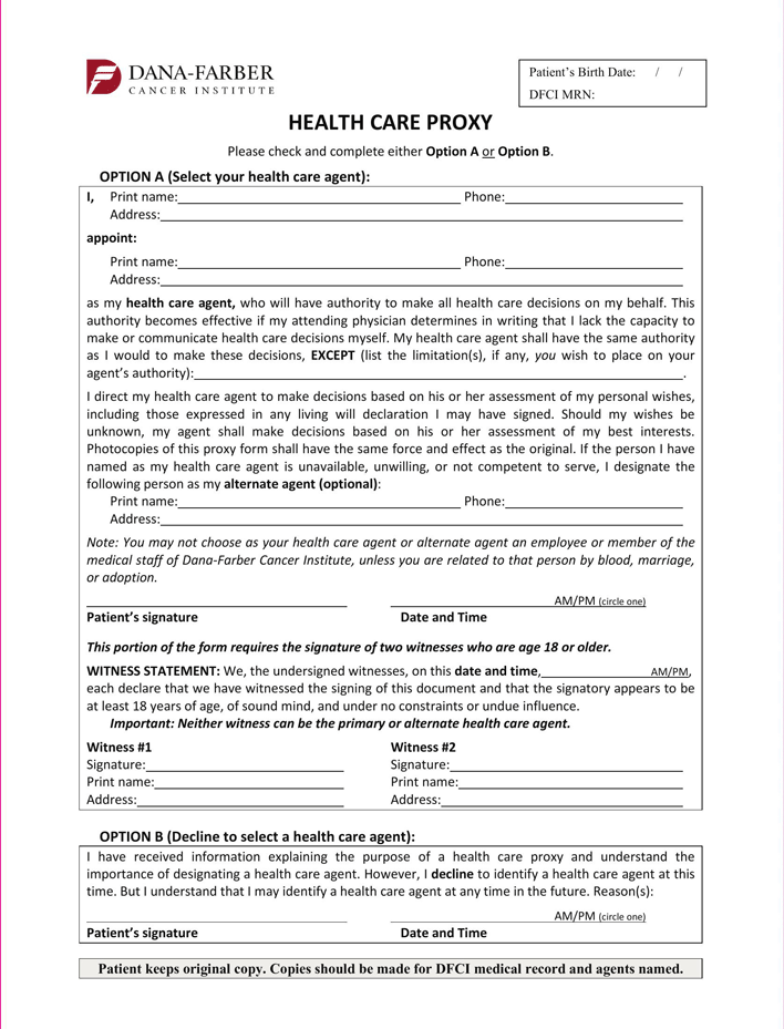 Massachusetts Health Care Proxy Form 2 Page 5