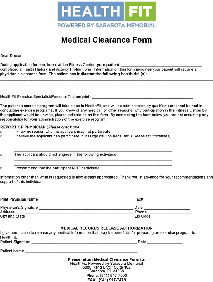 Medical Clearance Template Free Template Download,Customize and Print