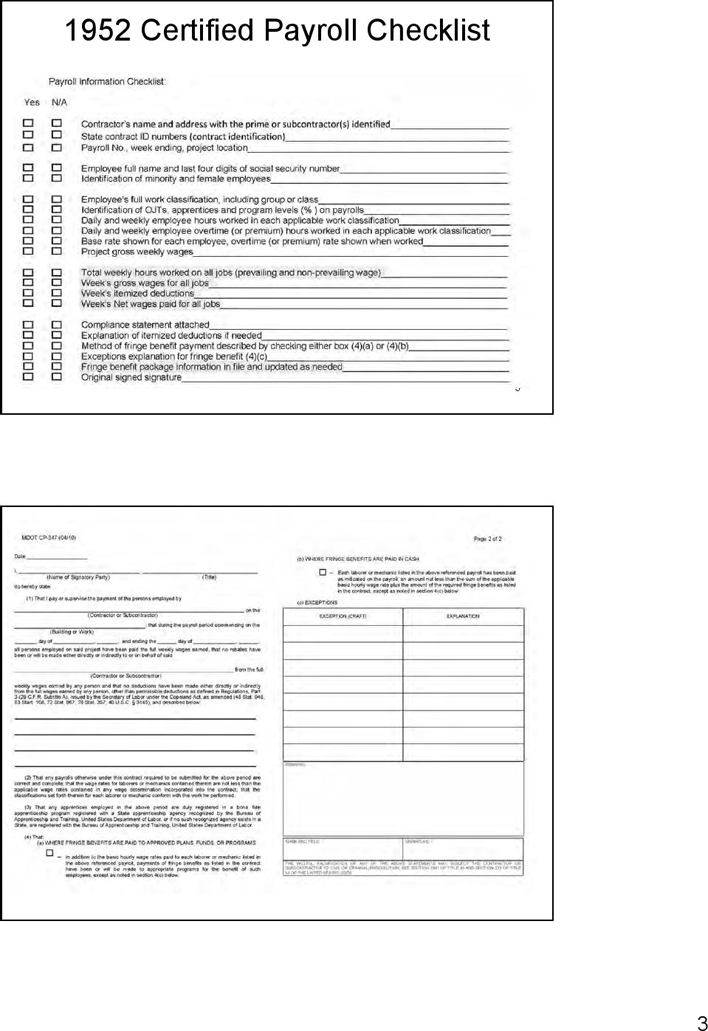 Michigan Certified Payroll Review Page 3