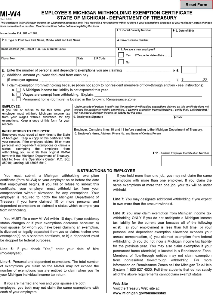 State Of Michigan W4 Form 2023 Printable Forms Free Online