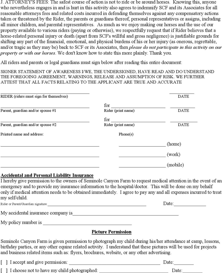Michigan Liability Release Form 1 Page 3