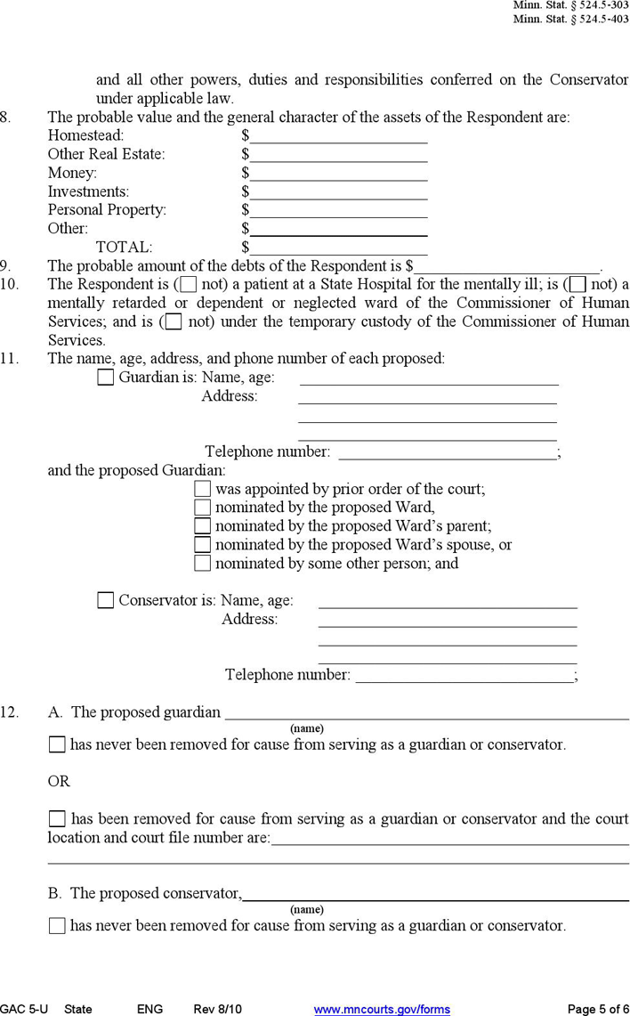 Minnesota Guardianship Form 2 Page 5