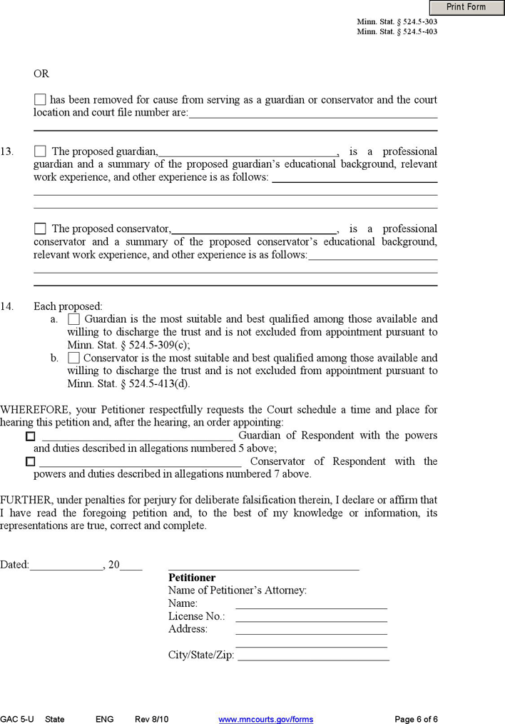Minnesota Guardianship Form 2 Page 6