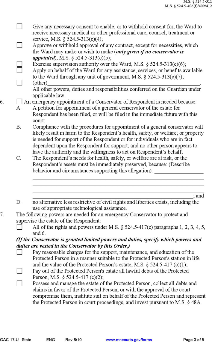 Minnesota Guardianship Form 3 Page 3