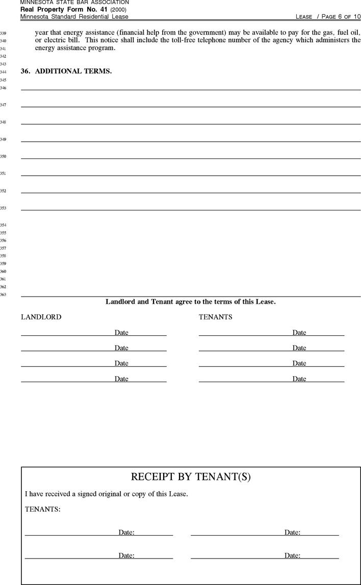 Minnesota Month to Month Rental Agreement Template Page 6