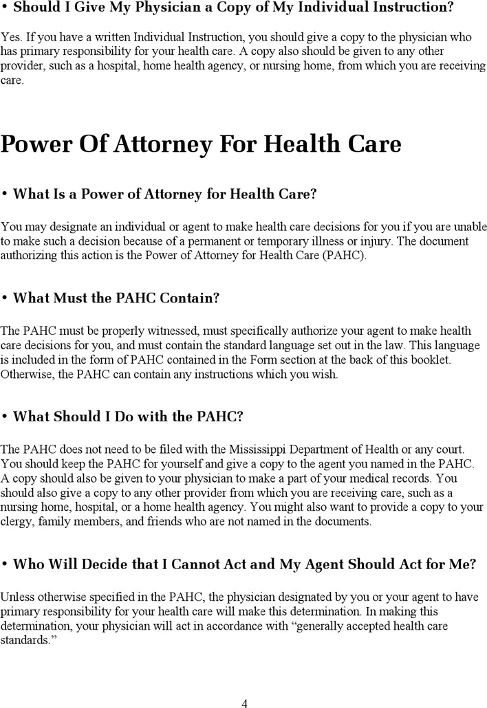Mississippi Advance Health Care Directive Form 1 Page 5