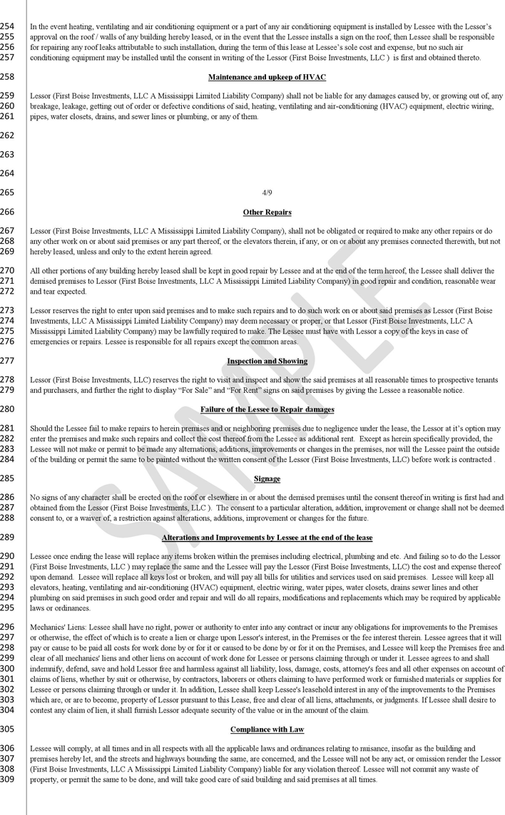 Mississippi Commercial Triple Net Lease Sample Page 5