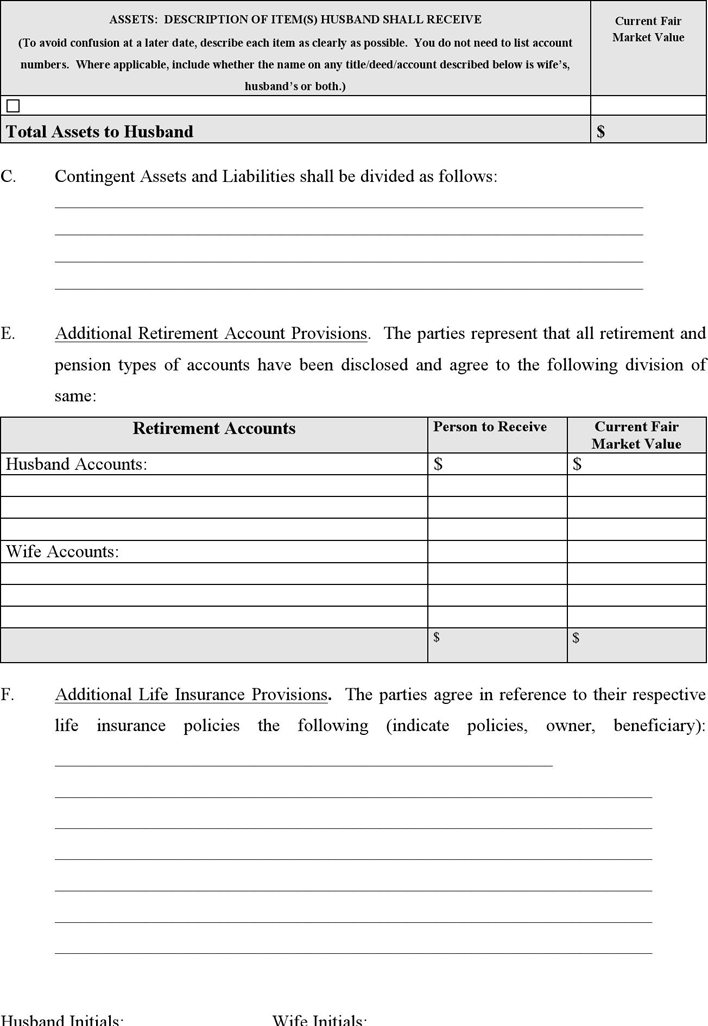Mississippi Marital Settlement Agreement (no minor children) Form Page 7