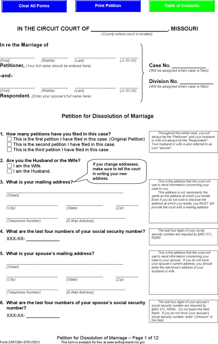 Missouri Dissolution of Marriage Forms Package Page 4