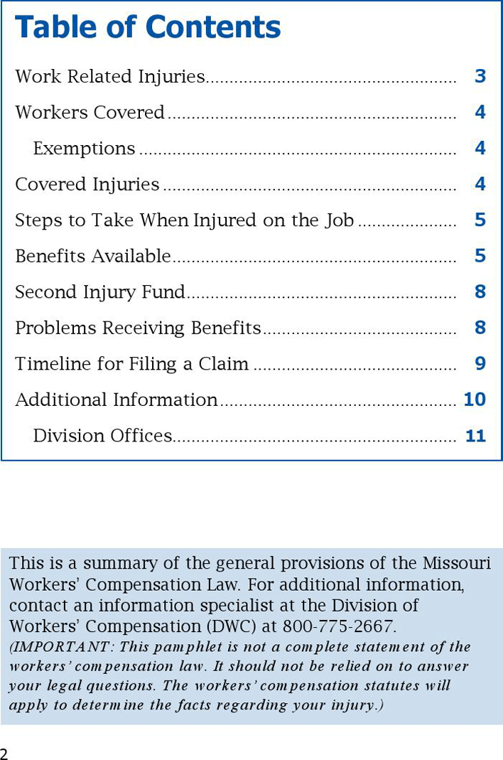 Missouri Facts For Injured Workers Page 2