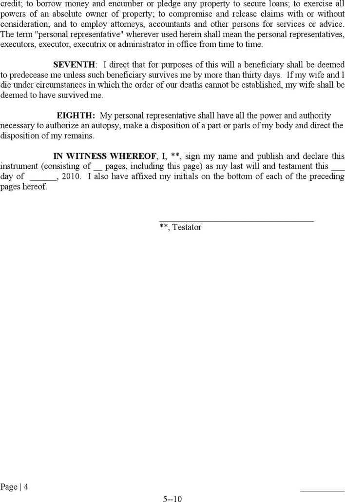 Free Missouri Last Will And Testament Form PDF 115KB 7 Page(s