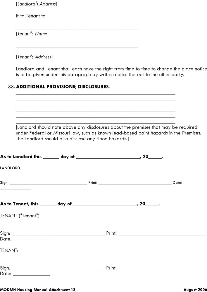 Missouri Residential Lease Agreement Form Page 7
