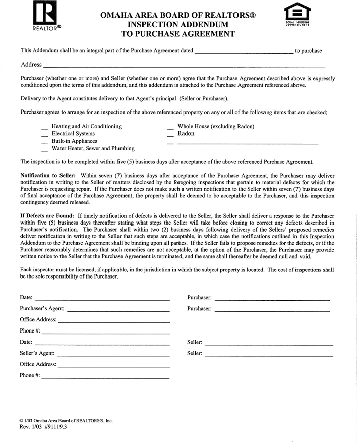 Nebraska Purchase Agreement Form Page 6