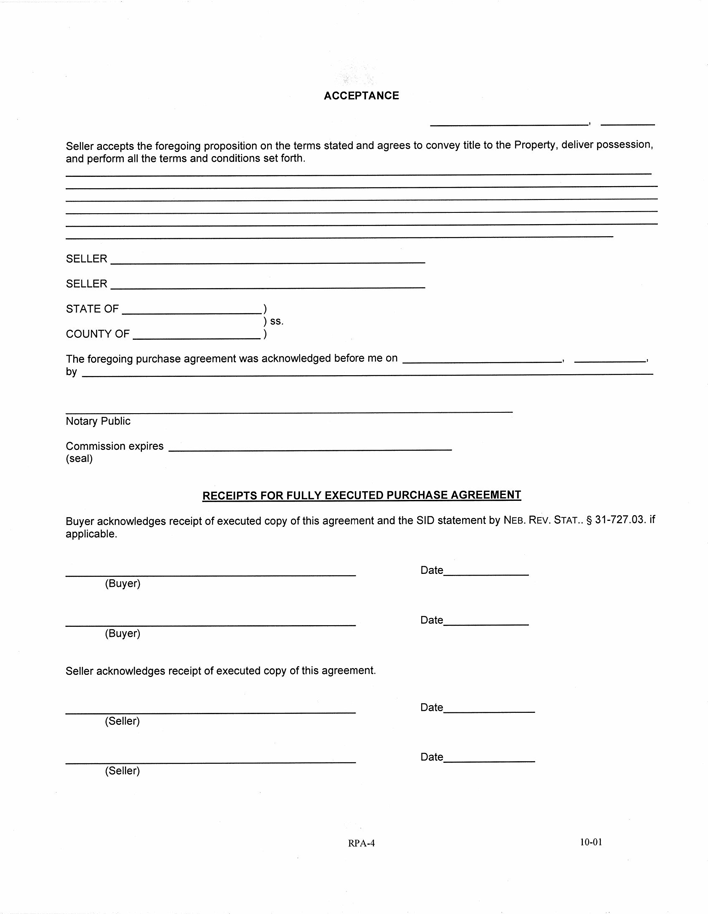 Nebraska Residential Purchase Agreement Form Page 4