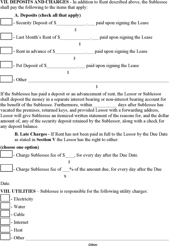Nebraska Sublease Agreement Form Page 3