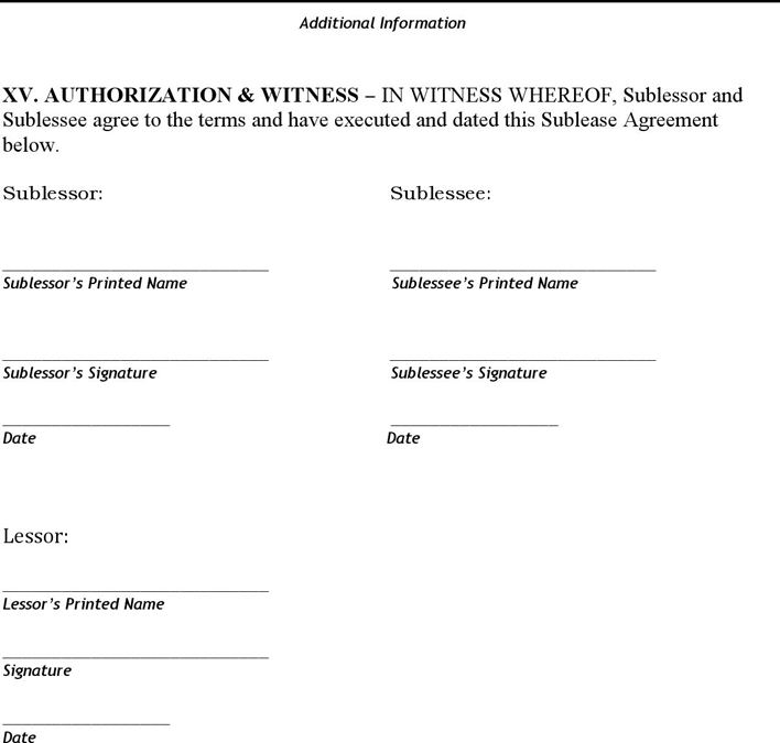 Nebraska Sublease Agreement Form Page 5