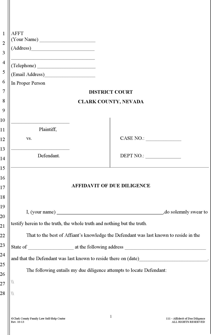 Affidavit Of Residency Of Affiant Nevada Legal Forms Services