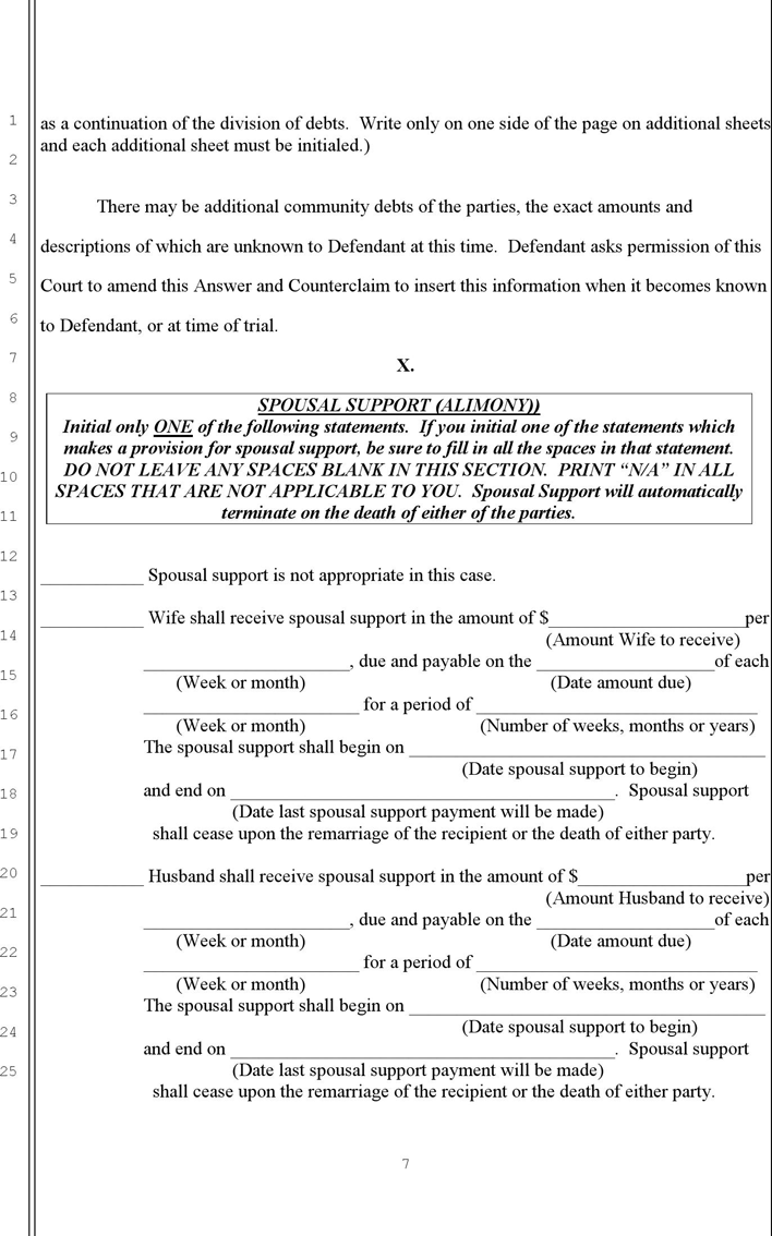 Nevada Answer to Complaint for Divorce and Counterclaim No Children Form Page 7