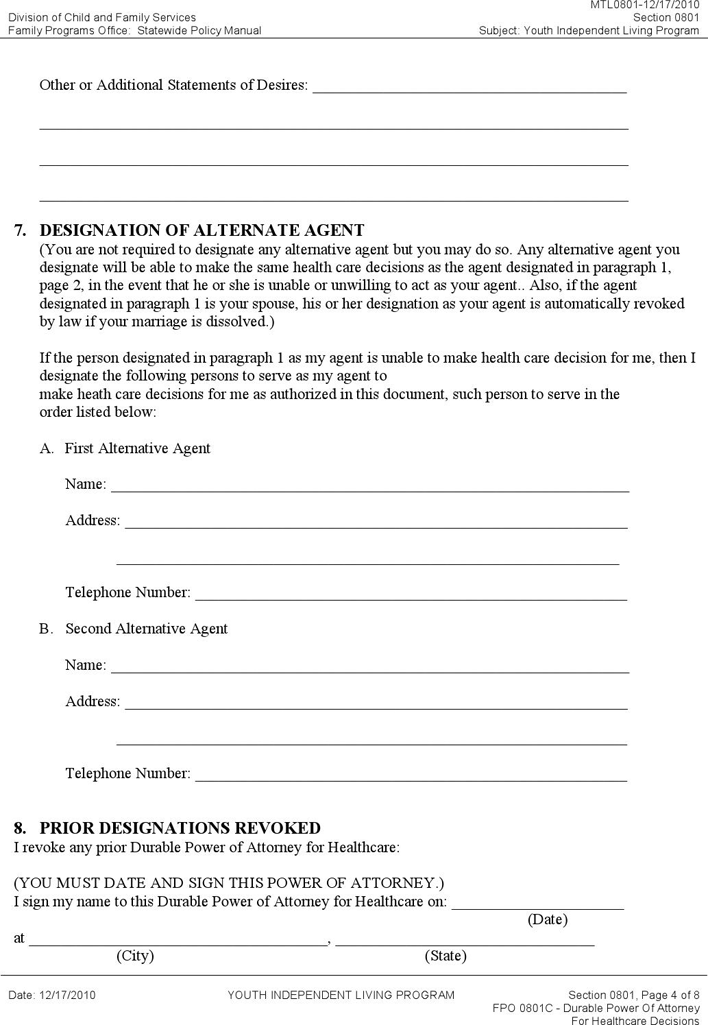 Nevada Health Care Power of Attorney Form Page 6