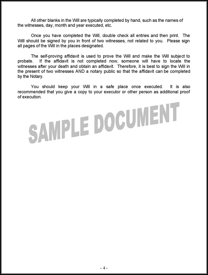 New Hampshire Last Will and Testament Form Page 4