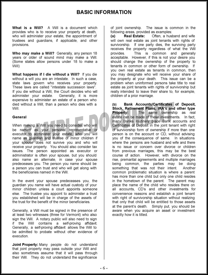 New Hampshire Last Will and Testament Form Page 6