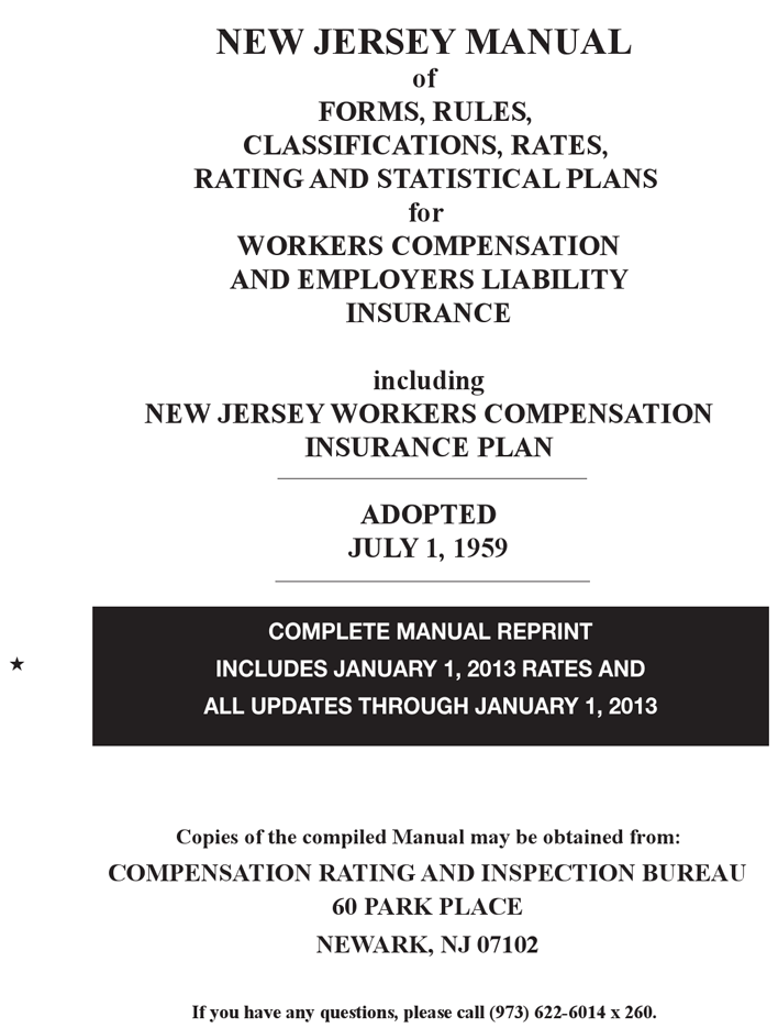 New Jersey Workers Compensation And Employers Liability Insurance Manual 2013 Page 3