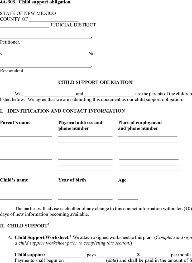 free-new-mexico-child-support-obligation-form-pdf-16kb-5-page-s