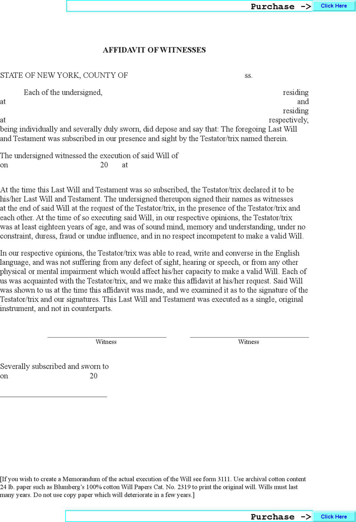 New York Last Will And Testament Form Page 5