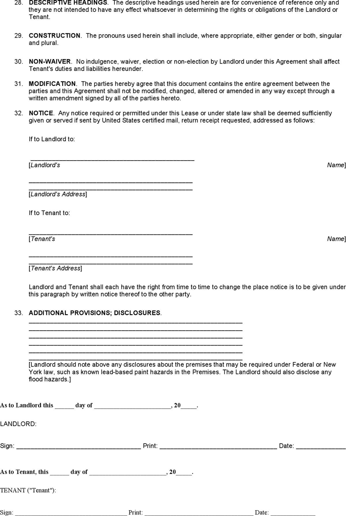 New York Residential Lease Agreement Form Page 4