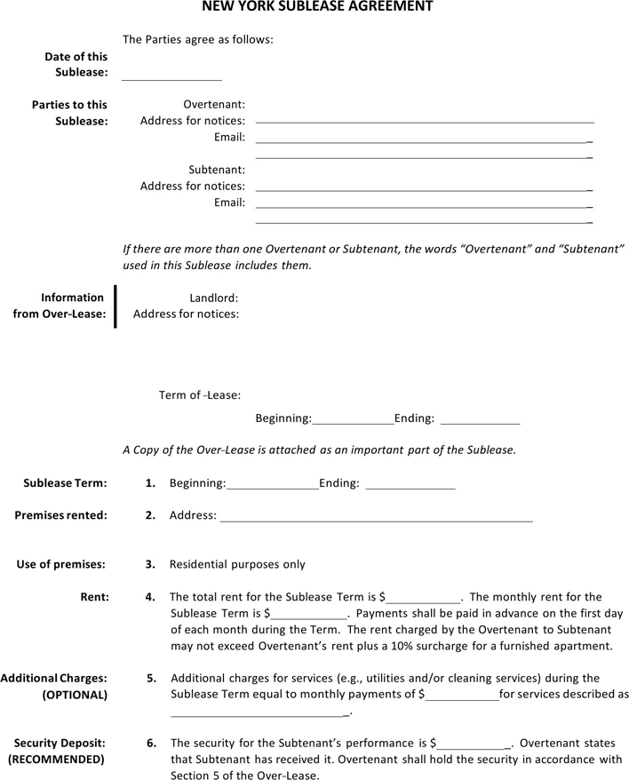 Sublet Agreement Template Nyc