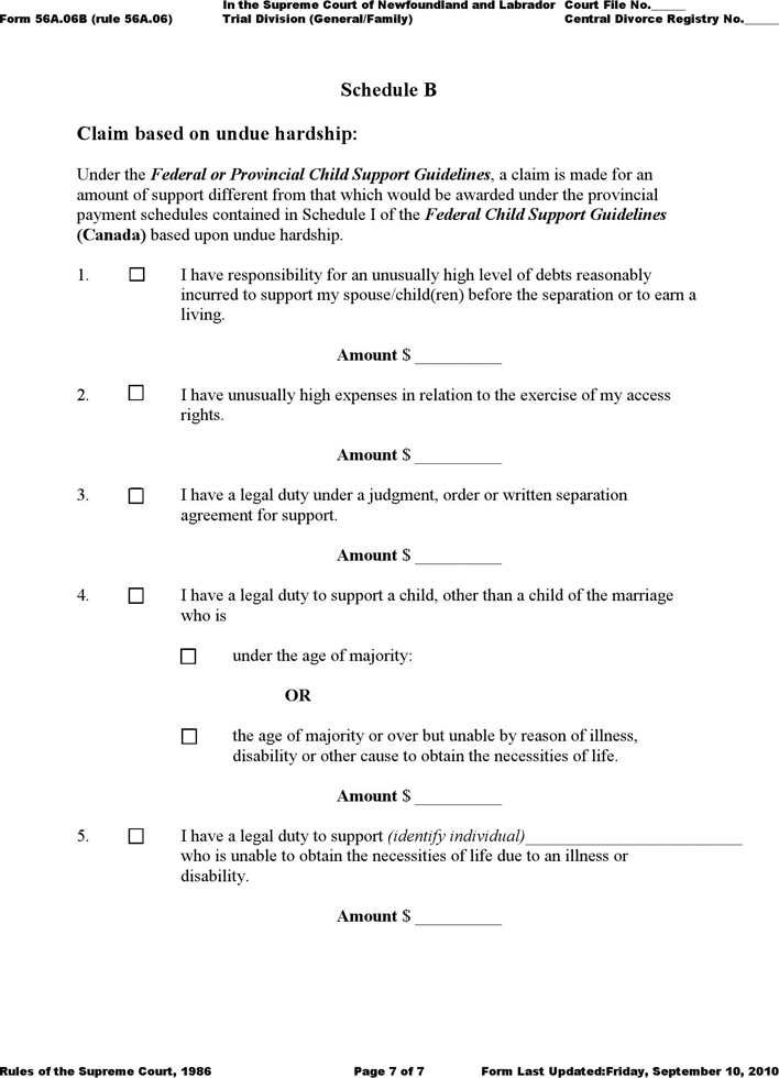 Newfoundland and Labrador Originating Application for Variation Form Page 7