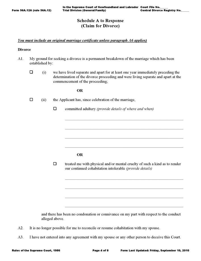 Newfoundland and Labrador Response Form Page 4