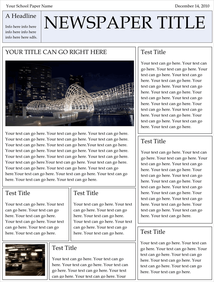 Free Newspaper Template doc 1518KB 1 Page(s)