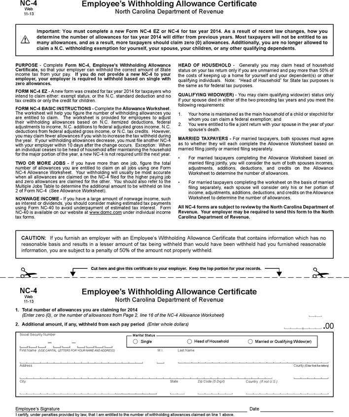 Free North Carolina Form NC PDF 224KB 6 Page(s)