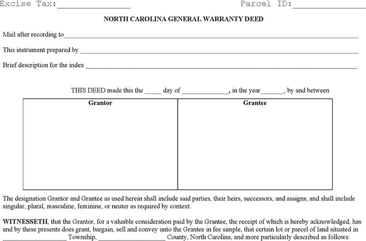 Free North Carolina General Warranty Deed PDF 43KB 2 Page(s)