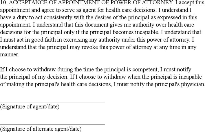 North Dakota Health Care Power of Attorney Form Page 7