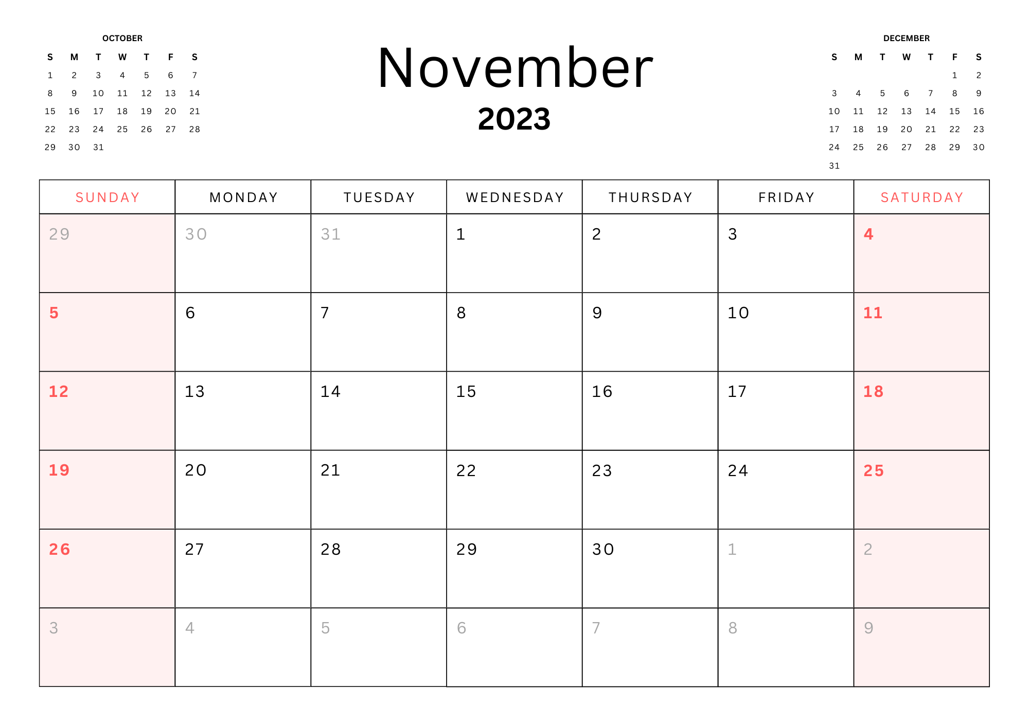 November 2023 Calendar 3