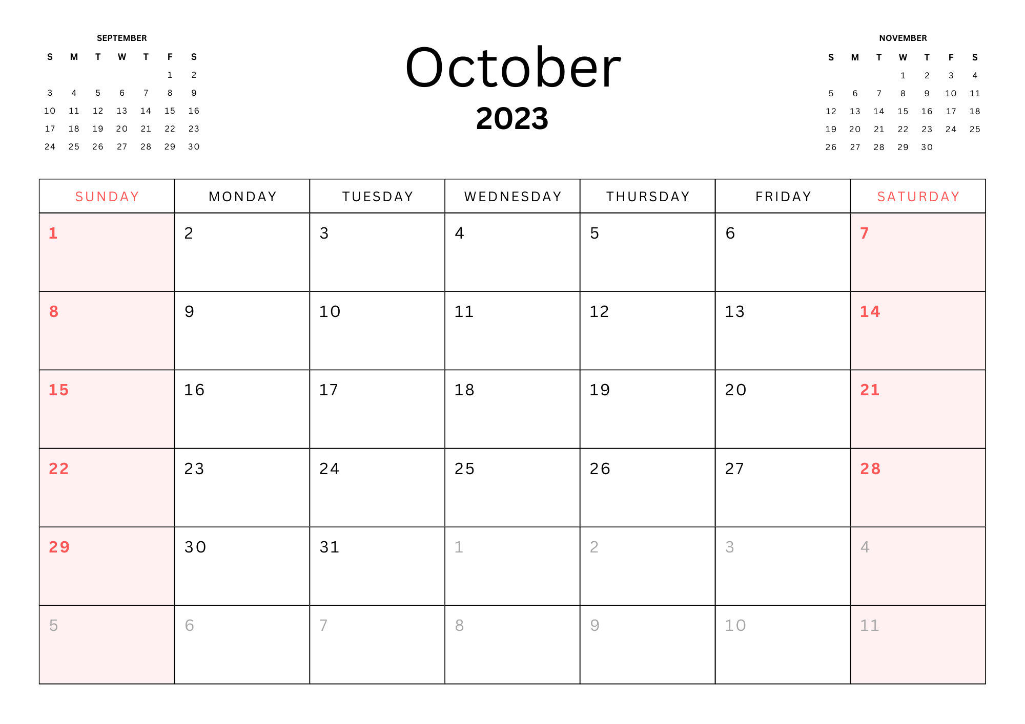 October 2023 Calendar 3