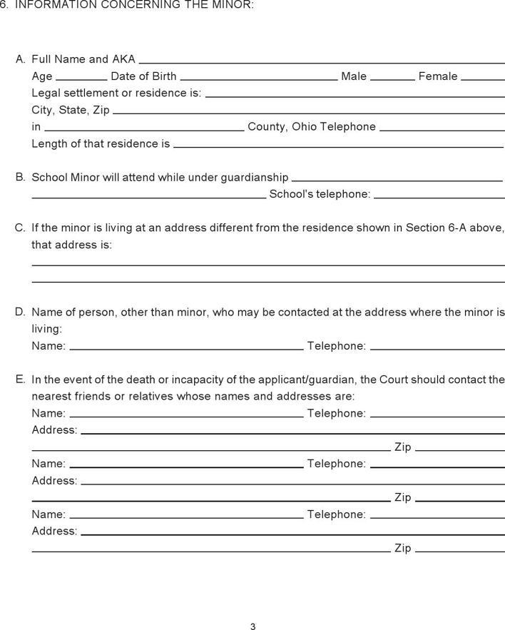 Ohio Guardianship Form 1 Page 3