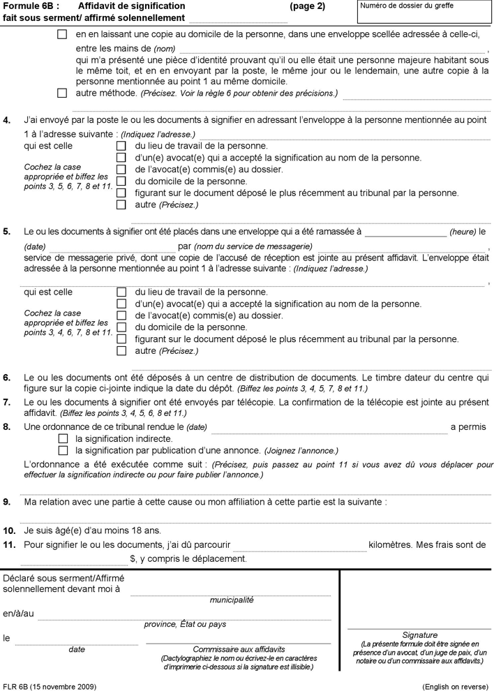 Ontario Affidavit of Service Form Page 4