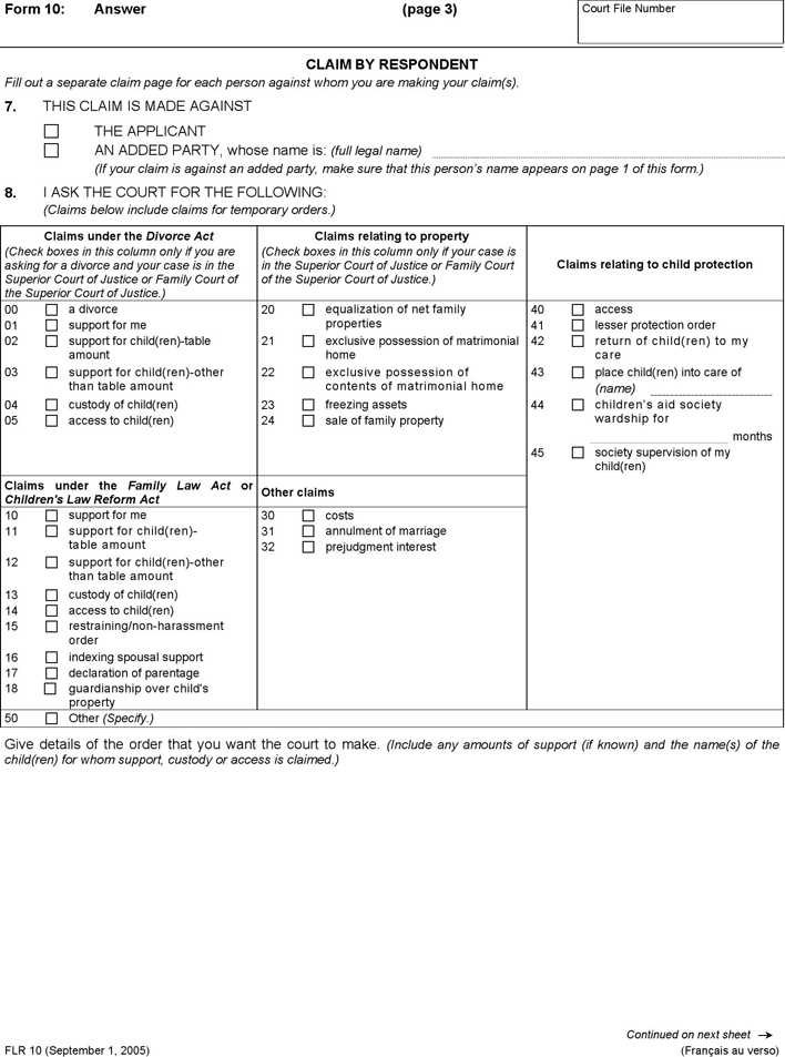Ontario Answer Form Page 5