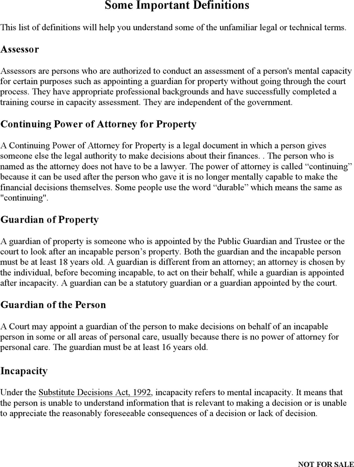 Ontario Continuing Power of Attorney for Property and for Personal Care Form Page 5