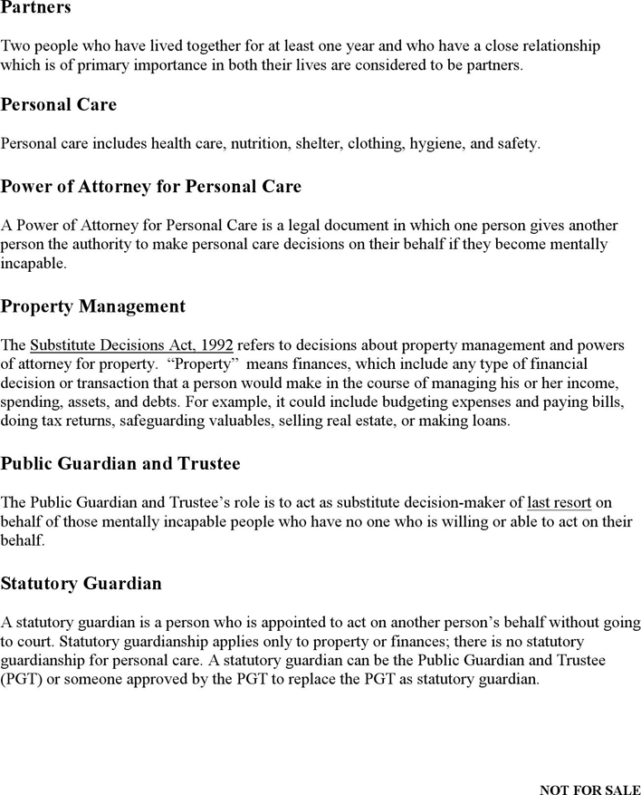 Ontario Continuing Power of Attorney for Property and for Personal Care Form Page 6